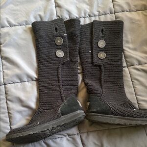 UGG Women's Dark Gray Knit Button Boots